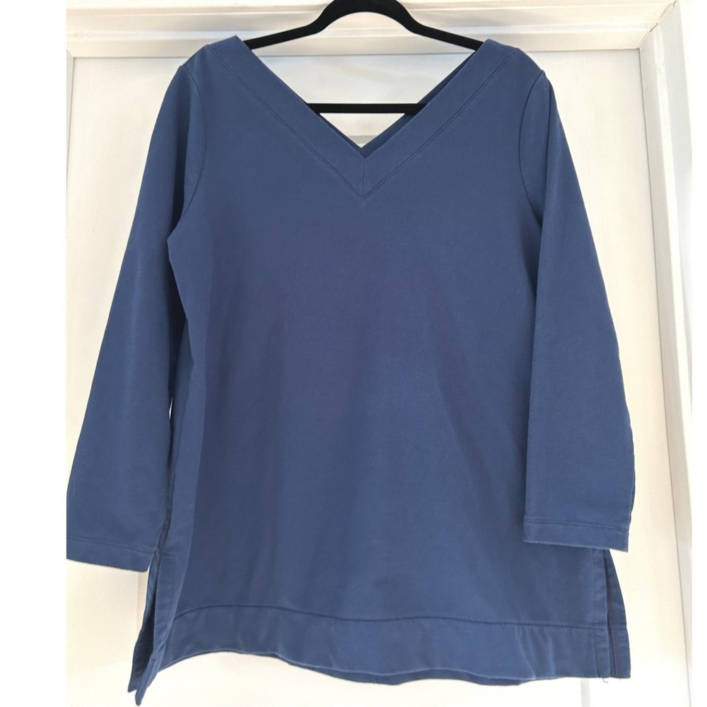 Chicos Zenergy Navy Blue V-Neck Pullover Top Tunic Petite 2P L XL